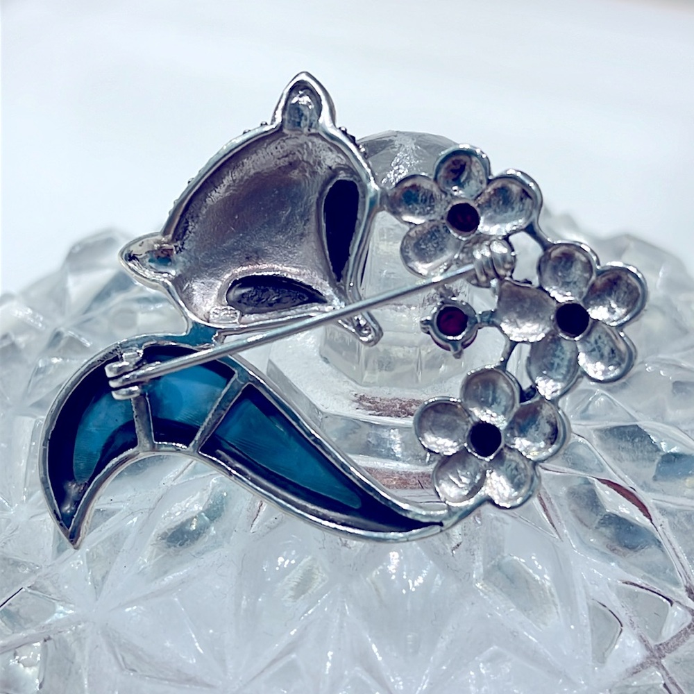 Ruby Turquoise Onyx 14kgp Brooch - image 4